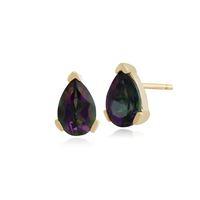 9ct Yellow Gold 1.04ct Pear Mystic Green Topaz Stud Earrings 6.5x4mm