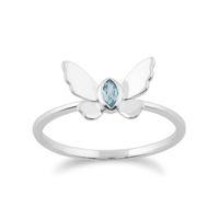 9ct white gold 008ct blue topaz butterfly ring