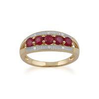 9ct Yellow Gold 0.81ct Ruby & Diamond Ring