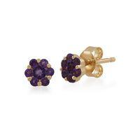 9ct Yellow Gold 0.28ct Amethyst Floral Stud Earrings 5mm