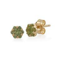 9ct yellow gold 029ct peridot floral stud earrings 5mm