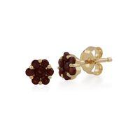9ct Yellow Gold 0.36ct Garnet Floral Stud Earrings 5mm