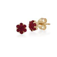 9ct Yellow Gold 0.33ct Ruby Floral Stud Earrings 5mm