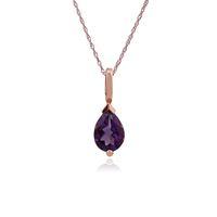 9ct rose gold 065ct pear cut amethyst single stone pendant on 45cm cha ...