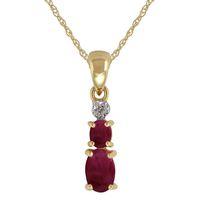 9ct yellow gold 078ct natural ruby diamond pendant on chain