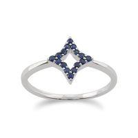 9ct White Gold 0.17ct Blue Sapphire Star Ring