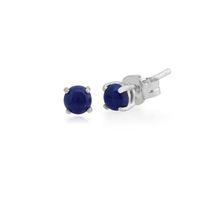 9ct White Gold 0.40ct Lapis Lazuli 4 Claw Set Round Stud Earrings 3.5mm