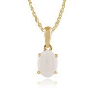 9ct yellow gold 069ct opal oval cabochon single stone pendant on chain