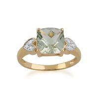 9ct Yellow Gold 1.88ct Green Mint Quartz & Diamond Ring