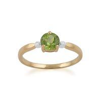 9ct Yellow Gold 0.63ct Peridot & Diamond Ring