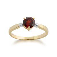 9ct yellow gold 078ct garnet diamond ring