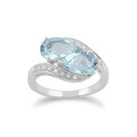9ct White Gold 3.15ct Blue Topaz & Diamond Ring