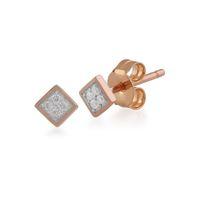 9ct Rose Gold 3pt Diamond Square Stud Earrings
