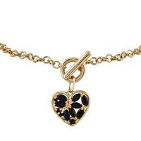 9ct Yellow Gold 0.86ct Sapphire Heart Charm 19cm Bracelet