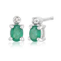 9ct white gold 033ct emerald diamond classic oval stud earrings