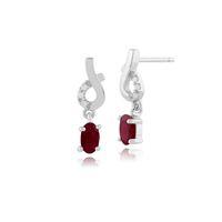 9ct white gold 064ct ruby diamond drop earrings