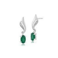 9ct White Gold 0.51ct Emerald & Diamond Drop Earrings