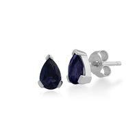 9ct White Gold 0.64ct Iolite 3 Claw Set Pear Stud Earrings 6.5x4mm