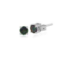 9ct White Gold 0.44ct Mystic Green Topaz 4 Claw Set Round Stud Earrings 3.5mm