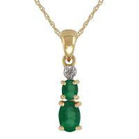 9ct yellow gold 063ct natural emerald diamond pendant on chain