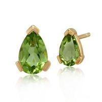 9ct Yellow Gold 0.72ct Peridot Single Stone Pear Stud Earrings 6.5x4mm