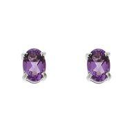 9ct White Gold 0.70ct 4 Claw Set Amethyst Oval Stud Earrings 6x4mm