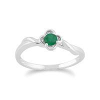 9ct White Gold 0.23ct Emerald Floral Ring