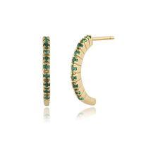 9ct Yellow Gold 0.20ct Genuine Emerald Half Hoop Style Earrings