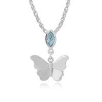 9ct white gold 017ct blue topaz butterfly pendant on 45cm chain