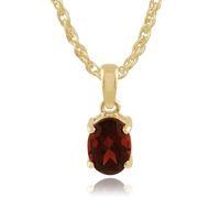 9ct Yellow Gold 1.35ct 4 Claw Set Mozambique Garnet Oval Classic Pendant on Chain