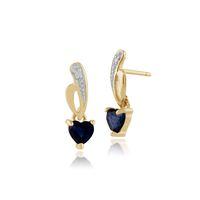 9ct Yellow Gold 0.66ct Light Blue Sapphire & Diamond Drop Earrings