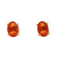 9ct Yellow Gold 1.00ct 4 Claw Set Fire Opal Oval Stud Earrings 7x5mm