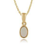 9ct yellow gold framed oval 015ct opal pendant on 45cm chain