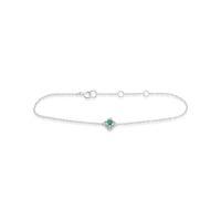 9ct White Gold 0.12ct Emerald & Diamond Floral 19cm Bracelet