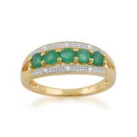 9ct Yellow Gold 0.70ct Emerald & Diamond Ring