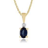 9ct yellow gold 057ct light blue sapphire diamond pendant on 45cm chai ...