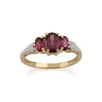 9ct Yellow Gold 1.60ct Rhodolite Garnet & Diamond Ring