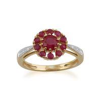 9ct Yellow Gold 1.08ct Ruby & Diamond Floral Ring