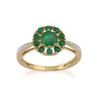 9ct Yellow Gold 0.91ct Emerald & Diamond Floral Ring