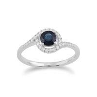 9ct White Gold 0.58ct Sapphire & Diamond Ring