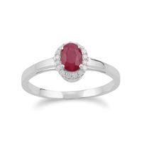 9ct White Gold 0.63ct Ruby & Diamond Cluster Ring