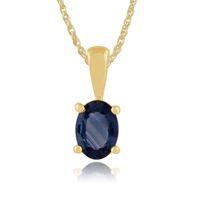 9ct yellow gold 111ct oval light blue sapphire pendant on 45cm chain