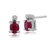 9ct White Gold 0.44ct Ruby & Diamond Square Stud Earrings
