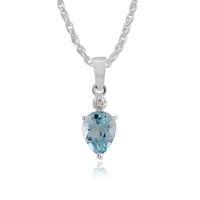 9ct white gold 122ct blue topaz diamond pendant on 45cm chain