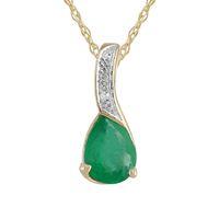 9ct yellow gold 089ct natural emerald 12pt diamond classic pendant on  ...