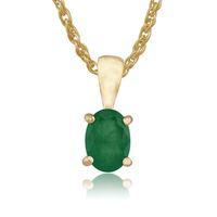 9ct yellow gold 075ct emerald oval single stone pendant on chain