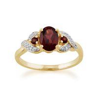 9ct Yellow Gold 1.01ct Mozambique Garnet & Diamond Ring