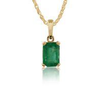 9ct yellow gold single stone 058ct emerald pendant on chain