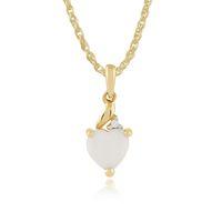 9ct Yellow Gold 0.30ct Opal & Diamond Heart Pendant on Chain