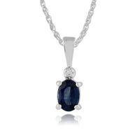 9ct White Gold 0.51ct Kanchanaburi Sapphire & Diamond Classic Pendant on Chain